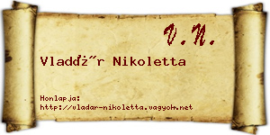Vladár Nikoletta névjegykártya