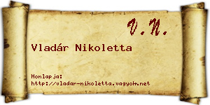 Vladár Nikoletta névjegykártya